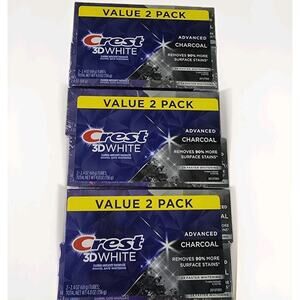 6x Crest 3D White Advanced Charcoal Toothpaste Remove Up To 90% Stain 2.4oz